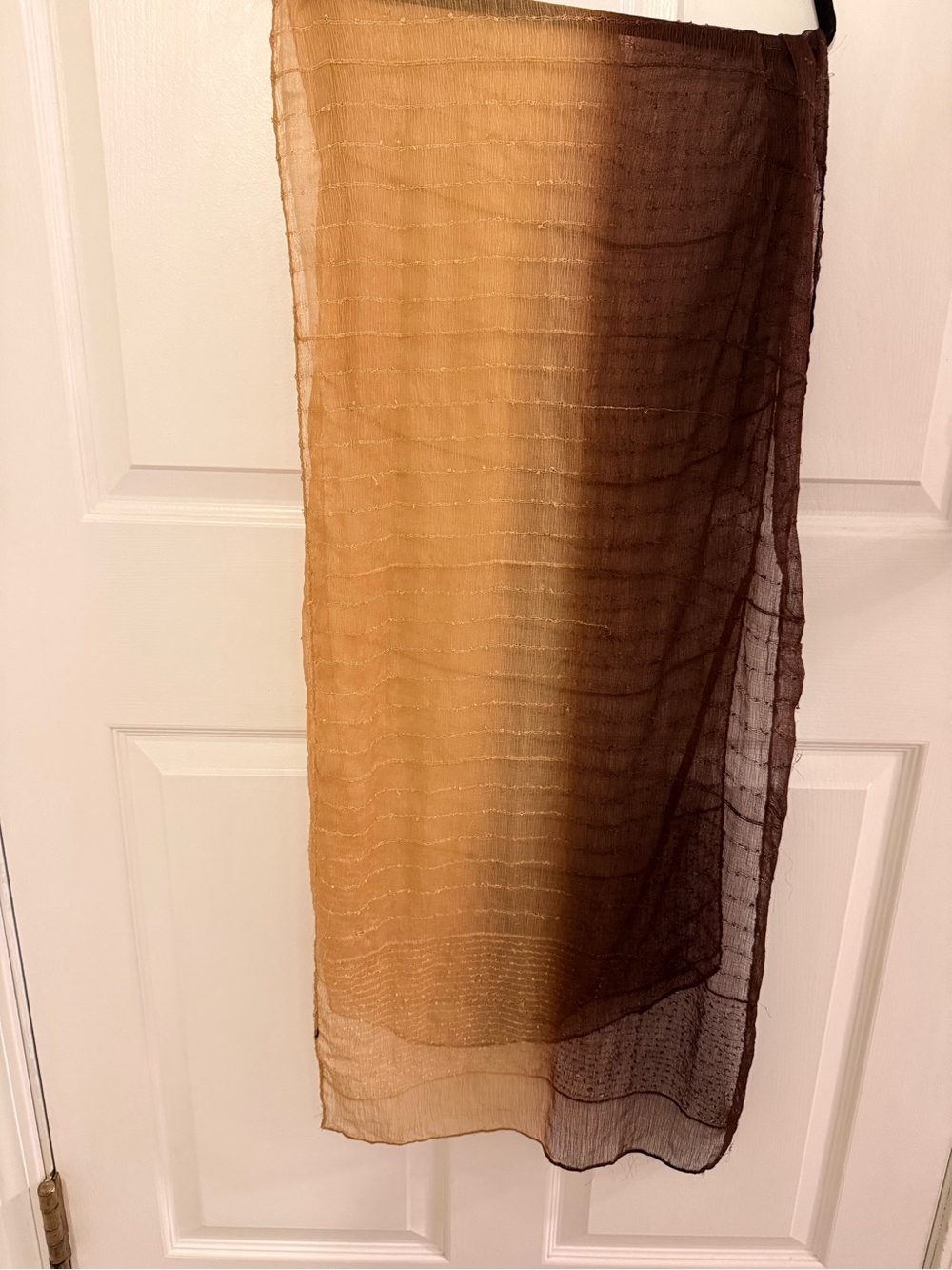 Lightweight Ombre Sheer Scarf in Tan to Dark Brown